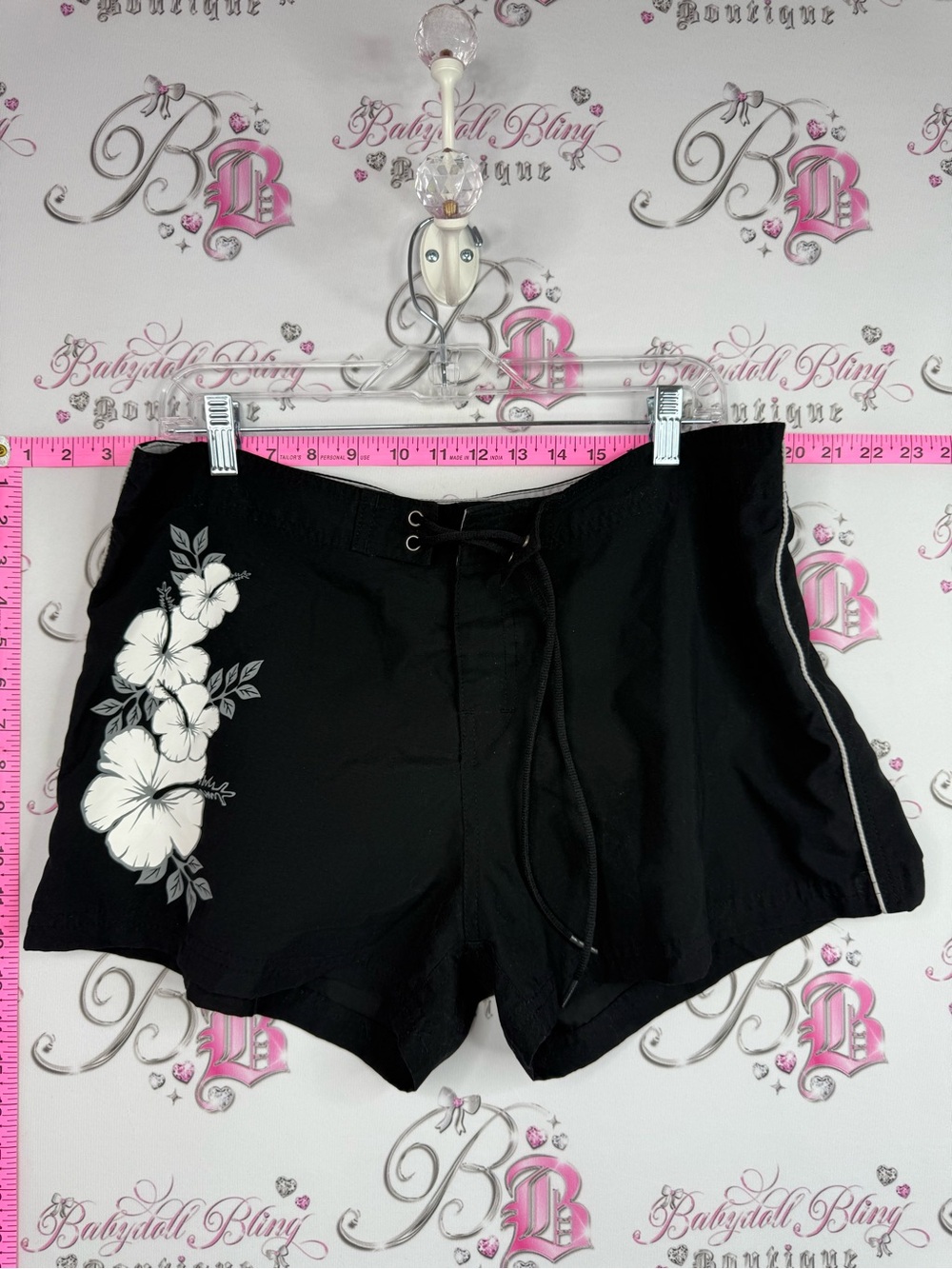 Shorts summer pool surf y2k Hawaii Black Floral Women's Swim/Board Shorts